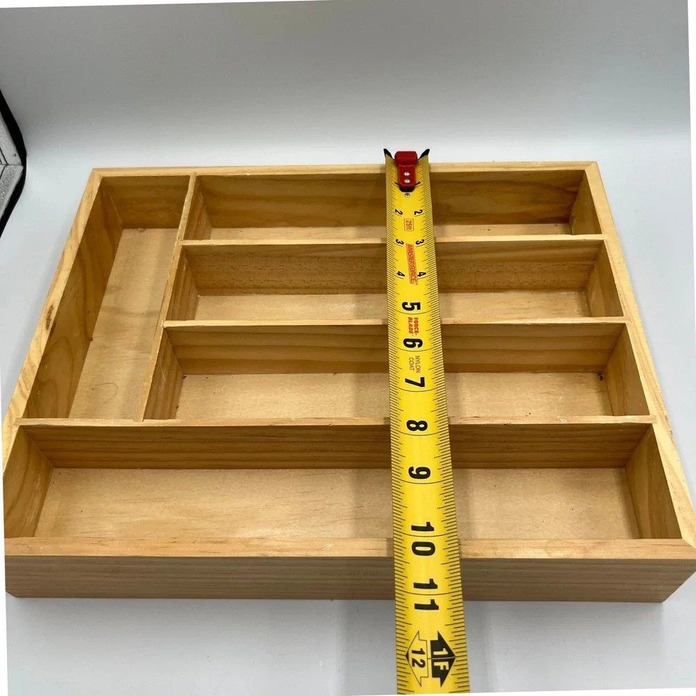 Wooden Silverware Organizer Unisex OS Natural Very Good 5-Compartment